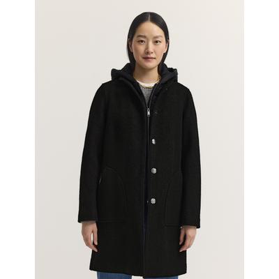 Kurzmantel BUGATTI "Regular Fit", Damen, Gr. 42, schwarz (290, schwarz), 100% Wolle, unifarben, regular fit, Mäntel Kurzmantel, Regular Fit Schurwolle Westeneinsatz