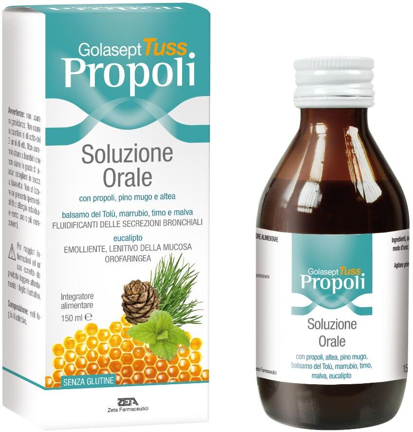 ZETA FARMACEUTICI SpA Zeta Farmaceutici, Golasept Tuss Propoli Soluzione Orale Adulti, 150 ml
