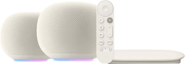 Google Home Speaker Creme Duo Pack en Google TV Streamer 4K