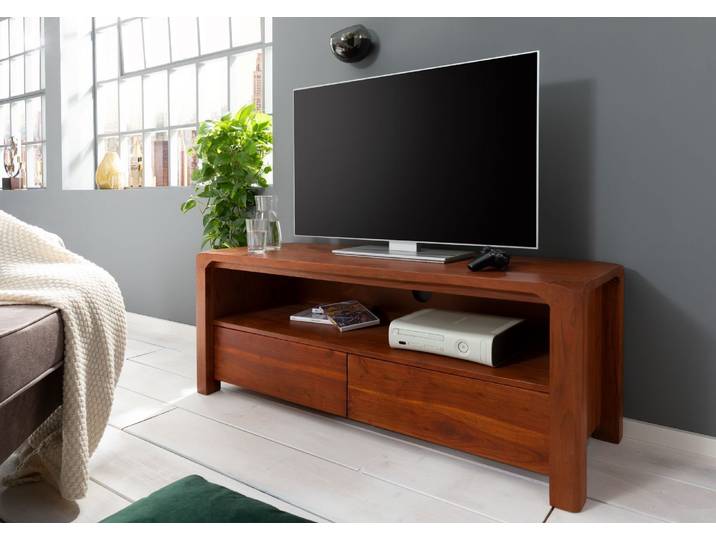 Meuble TV 125x45 Acacia laqué Miel BUENO #3002