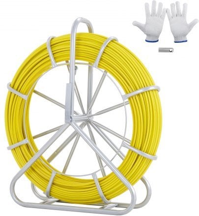 Vevor Glasvezelkabelhaspel met glasvezelhengel en accessoires, Geel