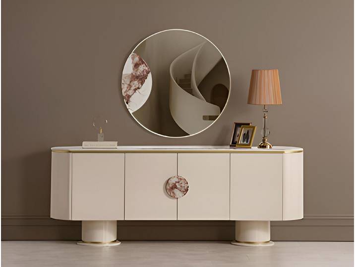 JVmoebel Sideboard Eleganter Sideboard mit modernem Spiegel im minimalistischen Design