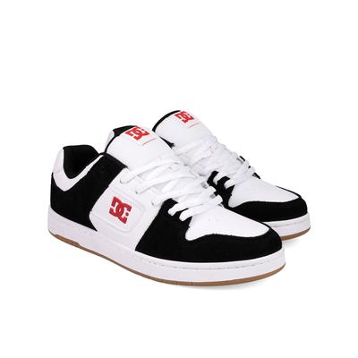 Schnürschuh DC SHOES "Manteca", Herren, Gr. 7(39), schwarz, weiß, rot, Obermaterial: Leder (Kuh) / Futter: Textil / Außensohle: Gummi., Schuhe Schnürschuh