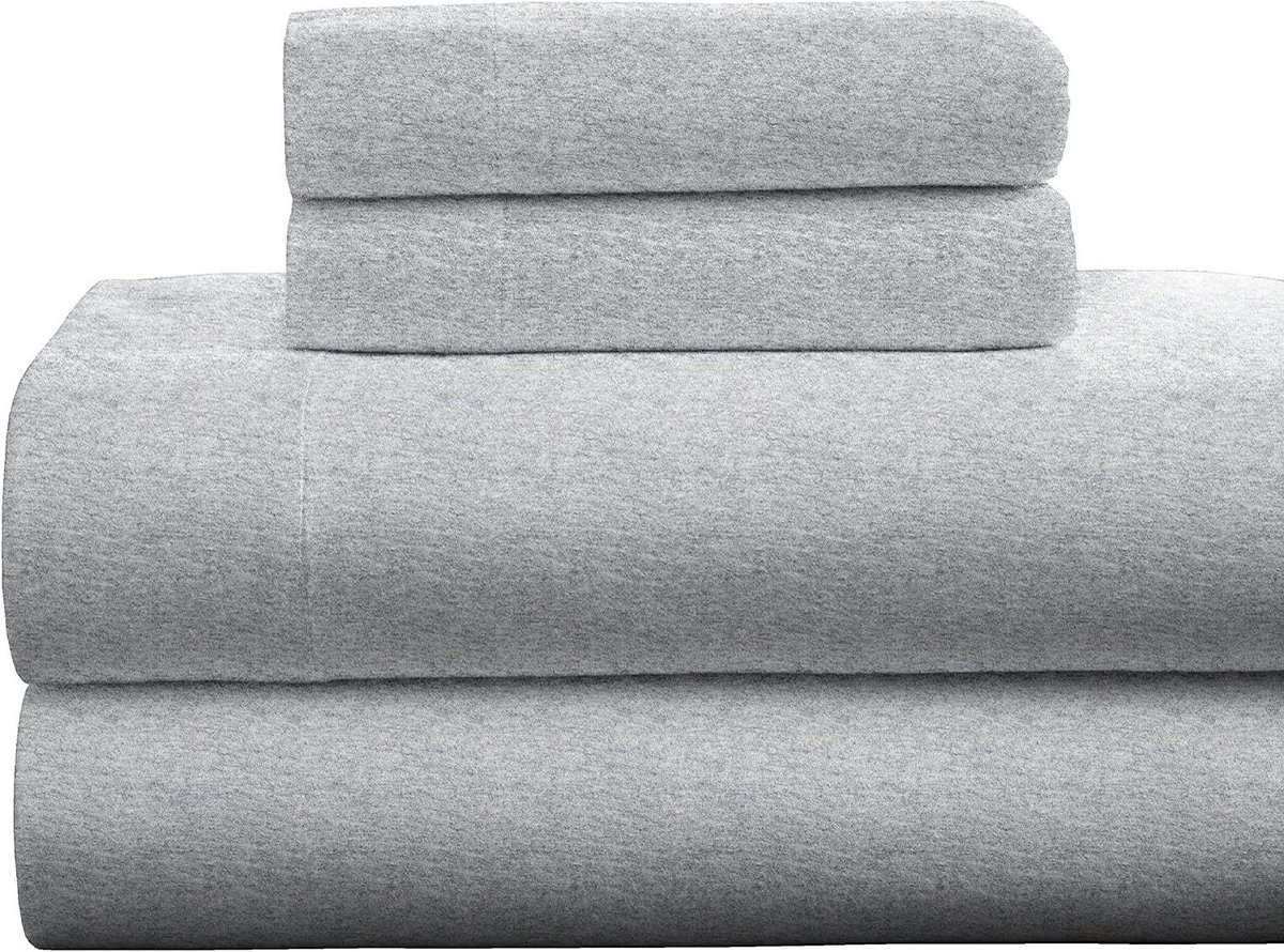 Katoenen Lakenset in Grijs - Zachte Flanel Kwaliteit - Twin XL