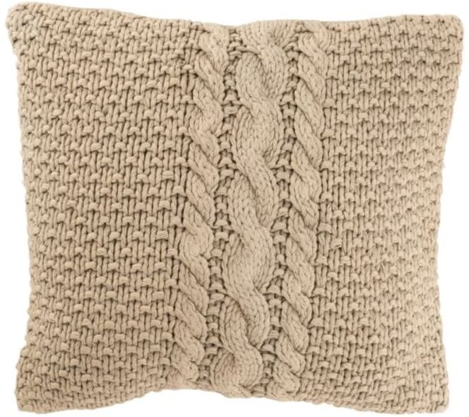 J-line Coussin carré en coton beige 50x50x12 cm Beige 45x12x45cm