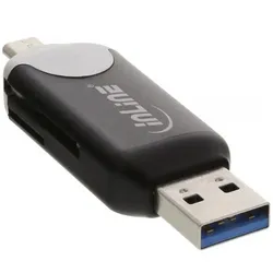 INLINE USB3,0 Dual Cardreader, USB A und Micro-USB 2,0 für SDXC und microSDXC, Android (OTG) und PC