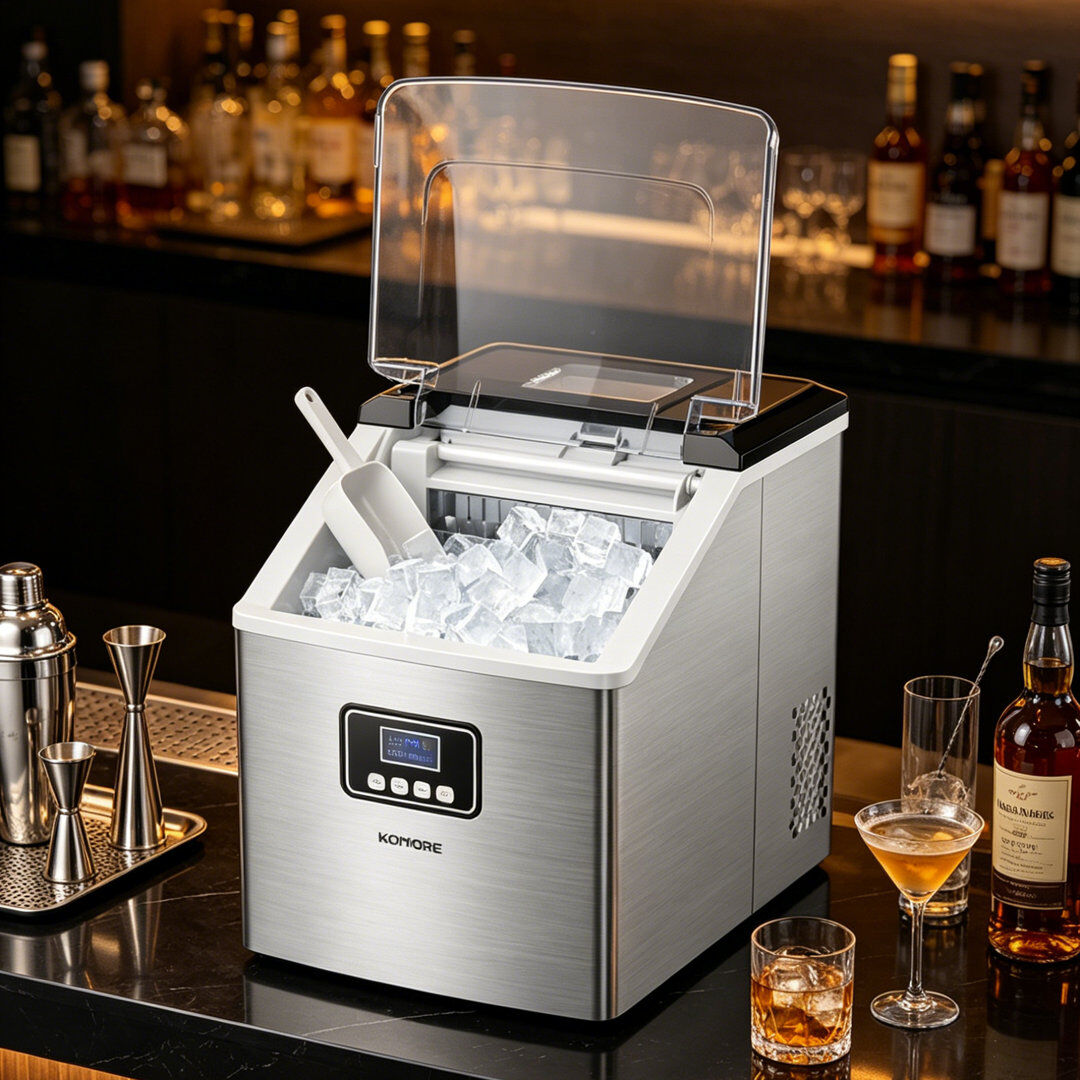 Living and Home 44.1 lb. Daily Production Cube Clear Ice Portable Ice Maker Black；Sliver 35.7cm H X 28.7cm W X 37.5cm D
