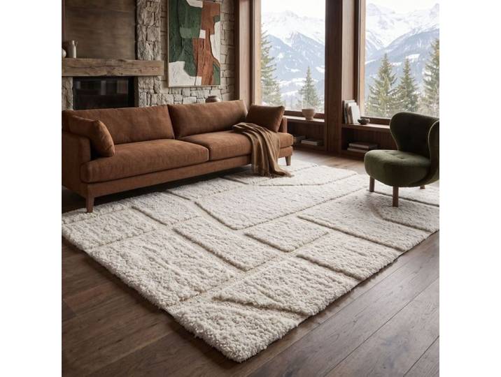 Tapis - THE DECO FACTORY - ORGANIC TRAITS_CREME - 160x230 cm - Velours 30 mm - Polyester recyclé