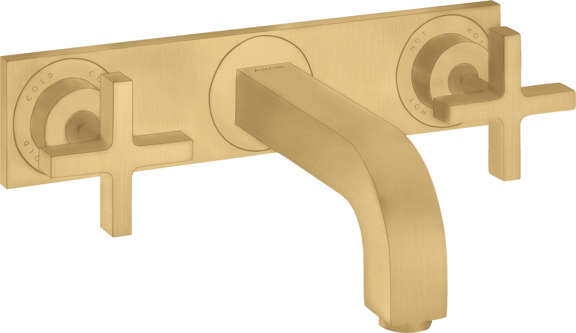 hansgrohe Fertigmontageset Axor Citterio UP-3-Loch-Waschtischarmatur, m Kreuz, brush. gol opt