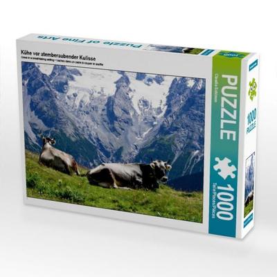 CALVENDO Puzzle Kühe vor atemberaubender Kulisse 1000 Teile Puzzle quer | 1000 Teile Lege-Größe 64 × 48 cm Foto-Puzzle für glückliche Stunden