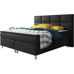 IHG Boxspringbett Miami 180x200 cm Kunstleder Schwarz