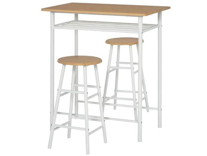 Set bar blanc : table + 2 tabourets