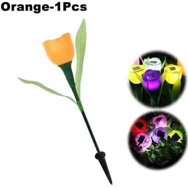 Uplift Picks Solar Tulip Garden Lights Add Warm Floral Glow To Outdoor Spaces orange (1 Pc)