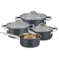 alpina Kochgeschirr Set Ø20cm Induktion 3,6L, Pfannenset + Topfset, Schwarz, Silber, Grau