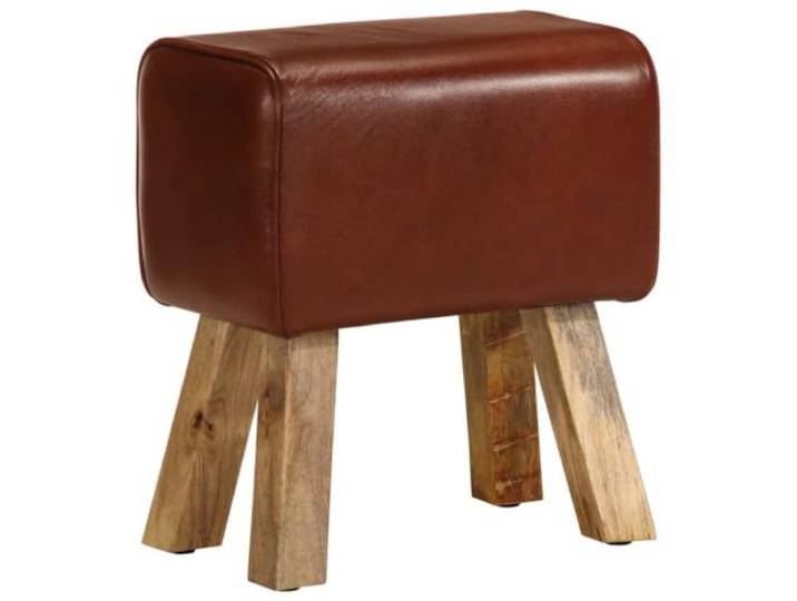 LPERTGFHU Turnbock-Sitzbank Echtleder Massivholz Bank Vintage 38 cm Handgefertigt, Strapazierfähige Polsterung, Robustes Mangoholz