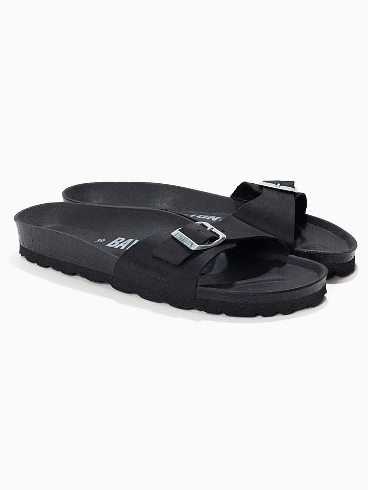 BACKSUN Leder-Pantoletten "Zephyr" in Schwarz - 42