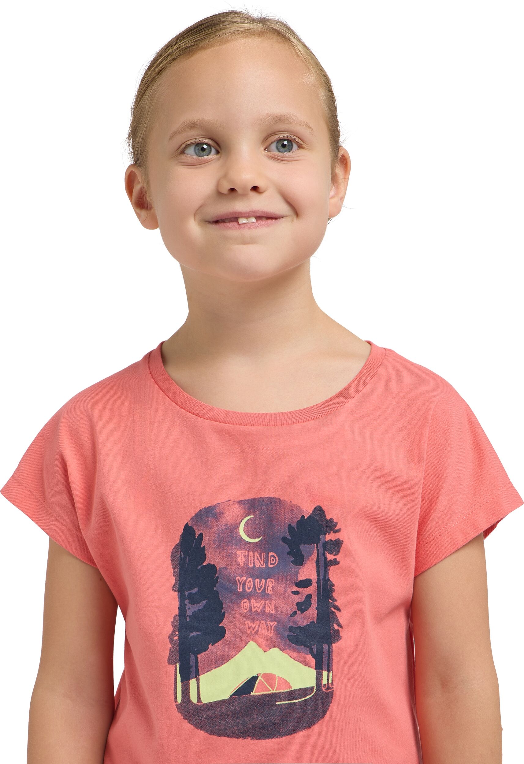 T-Shirt JACK WOLFSKIN, Jungen, Gr. 104, rosa (print sunset), Obermaterial: 100% Baumwolle, Shirts T-Shirt, sportlicher Stil, für Wandern und Trekking, aus Baumwolle print sunset 104