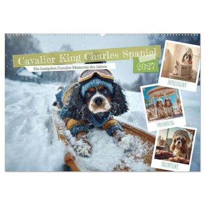 Cavalier King Charles Spaniel. Die lustigsten Cavalier Momente des Jahres. (Wandkalender 2027 DIN A2 quer), CALVENDO Monatskalender