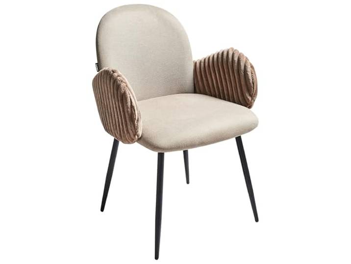 Beliani Esszimmerstuhl 2er Set Stoff beige/Taupe gepolstert mit Armlehnen aus Samt Amity