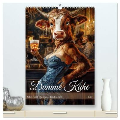 Dumme Kühe - Schrecklich charmante Rindviecher (hochwertiger Premium Wandkalender 2027 DIN A2 hoch), Kunstdruck in Hochglanz