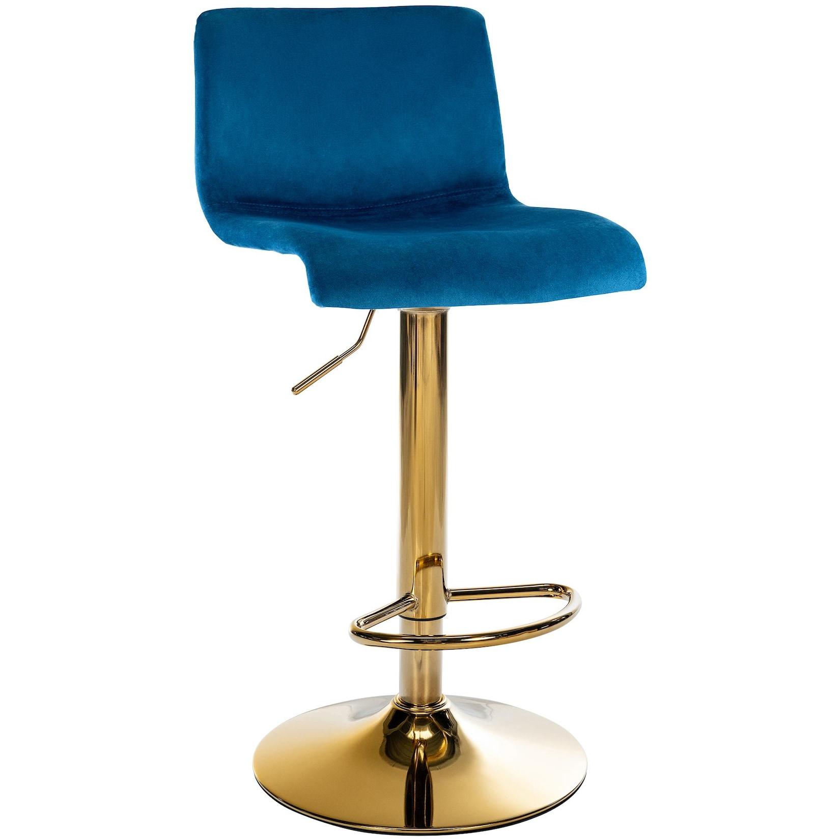 CLP Barhocker Hover Samt G - Farbe: blau, Gestellmaterial: Metall gold