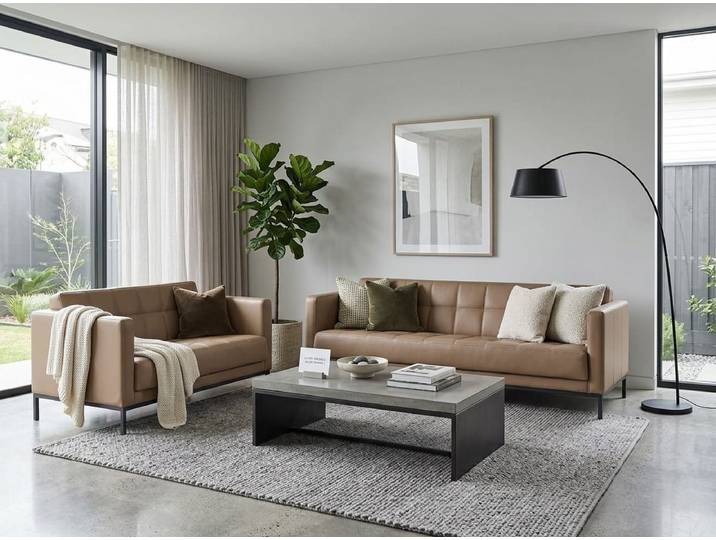 Xlmoebel Polstergarnitur Sofa 3-Sitzer Sofa 2-Sitzer braun modern elegant funktional vielseitig, (2-tlg., 2-tlg)