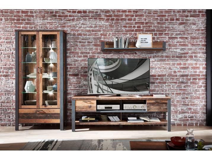 Innostyle Cardiff Wohnwand Holzwerkstoff Used Style Optik Dark