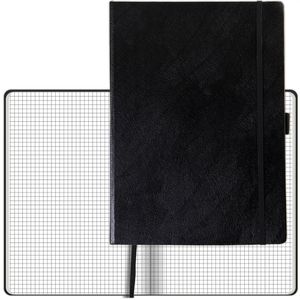 Westcott Notizbuch E-1744836 00, Kunstleder Hardcover, schwarz, 96 Blatt / 192 Seiten, 80 g/m², kariert, A5