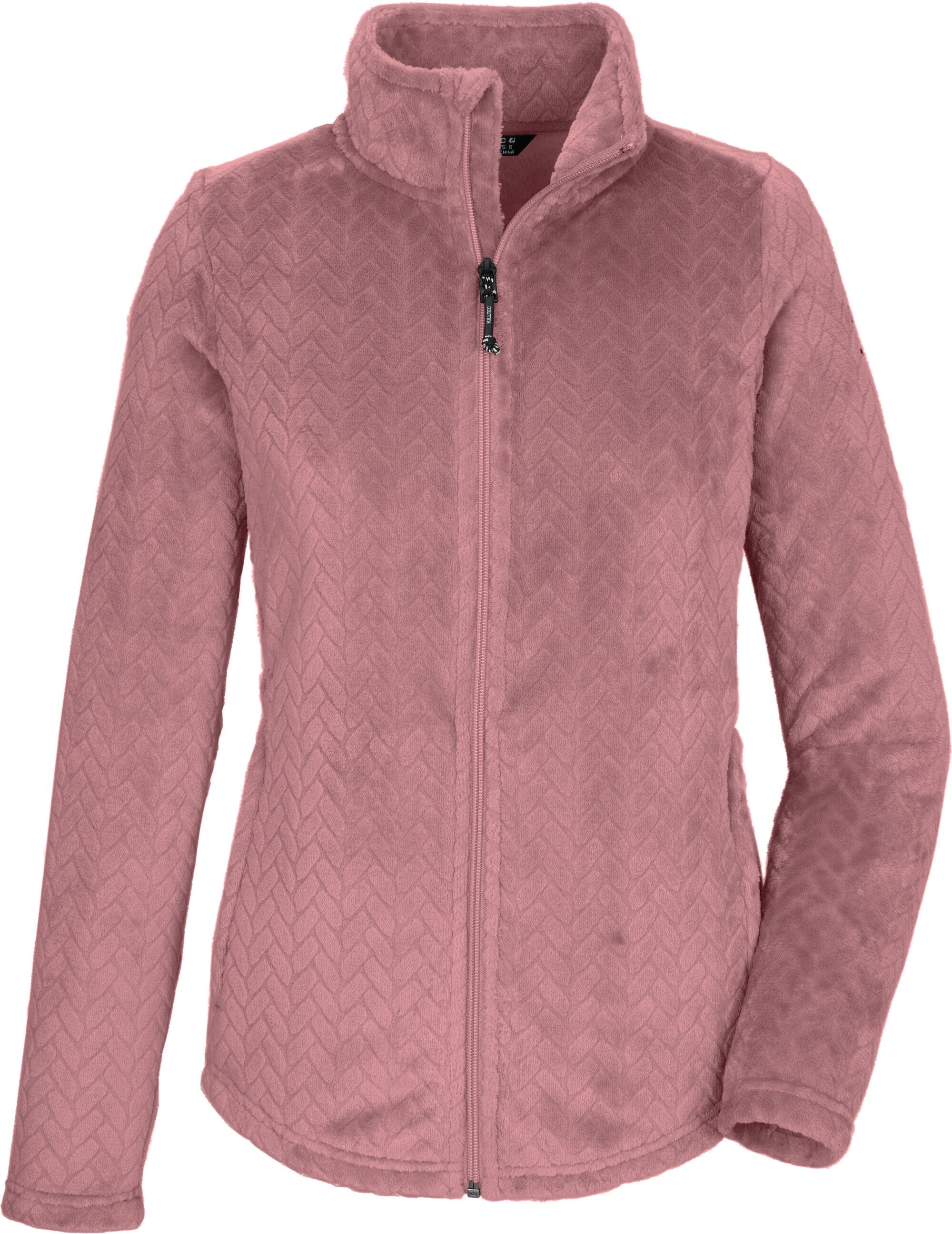 Fleecejacke KILLTEC "KW 301 WMN FLC JCKT", Damen, Gr. 38, rosa, Obermaterial: 100% Polyester, Jacken Fleecejacke, Fleecejacke mit Zopfmuster, Kinnschutz, verschließbare Taschen