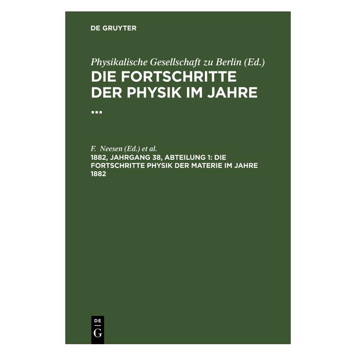 De Gruyter Die Fortschritte Physik der Materie im (Deutsch, Hardcover) (67780231)
