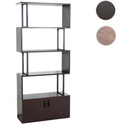 Bücherregal HWC-A27, Regal Standregal Raumteiler Wohnregal, Staufach mit Tür 183x80cm 3D-Struktur ~ dunkelbraun