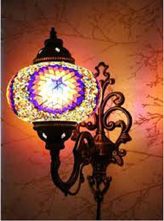 Halay Oosterse wandlamp met handgemaakt mozaïek en LED-verlichting