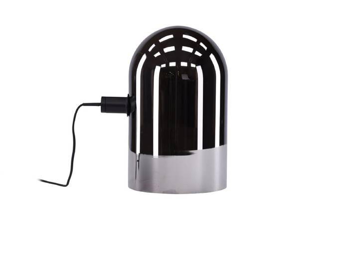 Tischlampe „Jasmin“ – Runde Formen sowie Rauchglas mit Spiegeleffekt - Schwarz - Luxusbetten24