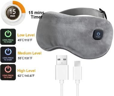 Inspired Finds Washable Heated Eye Mask For Warm Compress And Sleep gray