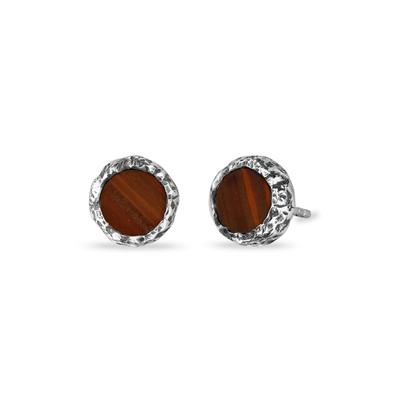 Paar Ohrstecker HAZE & GLORY "Ohrringe Ohrstecker Jasper Braun 925 Sterling Silber", silber, Ohrringe, Herren, Silber 925 (Sterlingsilber)