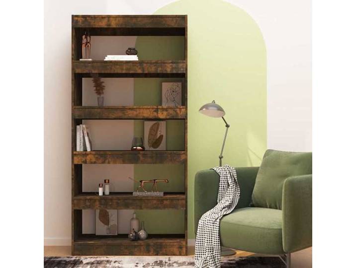 Étagère pour livres - Bibliothèque - Chêne fumé - Bois d'ingénierie - design élégant - pour maison(59916）