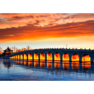 Fototapete PAPERMOON "Beijing Summer Palace Bridge", bunt, B:3,5m L:2,6m, Vlies, Tapeten