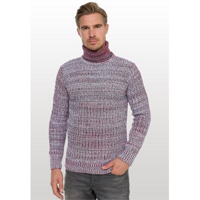 Rollkragenpullover RUSTY NEAL, Herren, Gr. XL, rot, 70% Polyacryl, 30% Baumwolle, meliert, normal, hoch geschlossener Ausschnitt, Pullover Rollkragenpullover, im angesagten Strickdesign