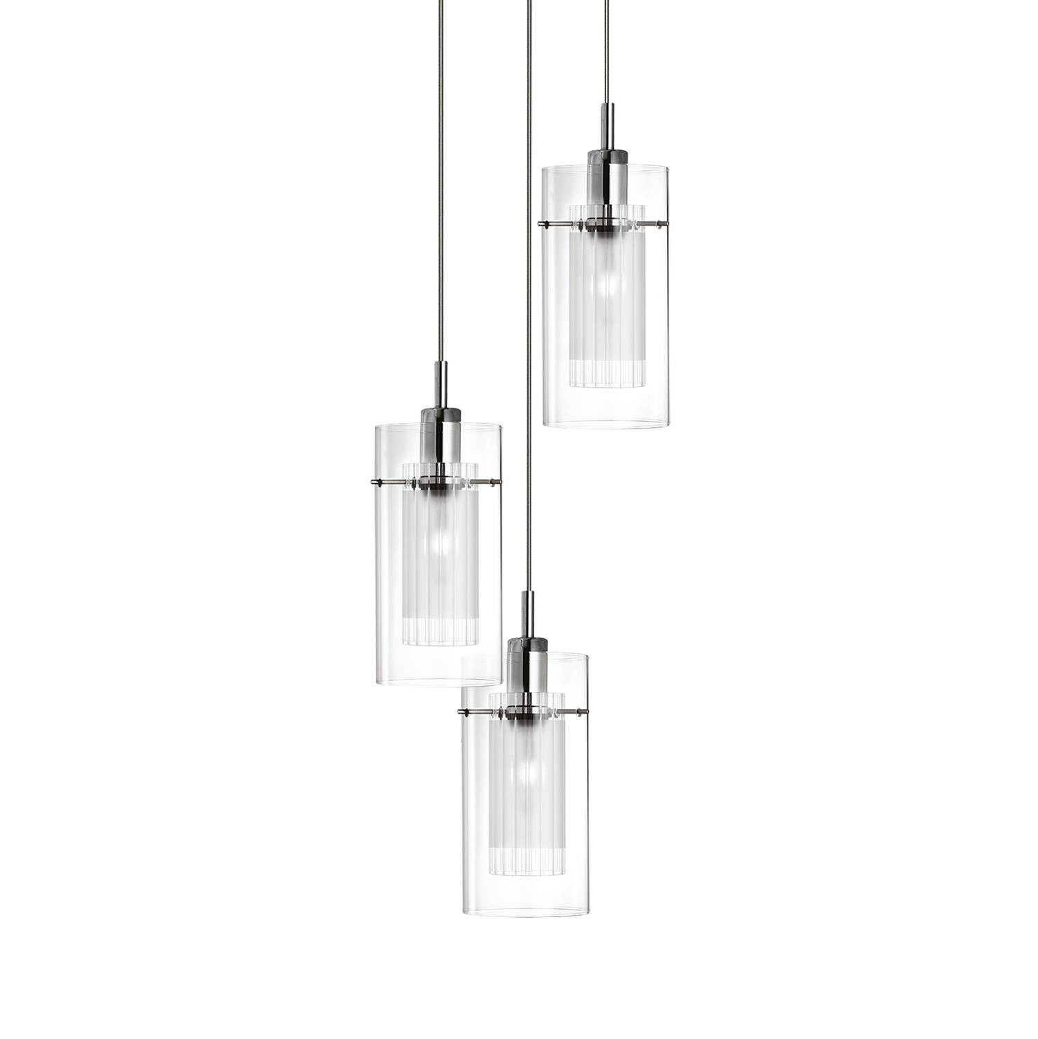 Searchlight Vide hanglamp Duo 1 transparant zilver B/D/H: 26 x 26 x 26 cm