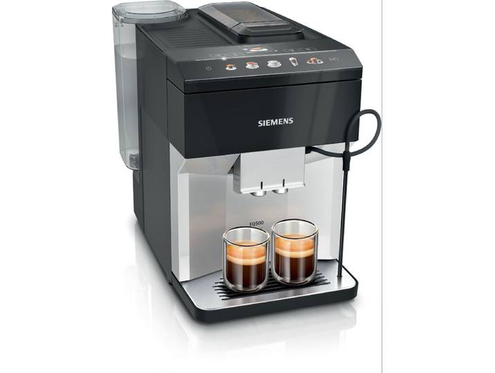 Siemens Kaffeevollautomat, EQ500 classic, Daylight silver, Klavierlack schwarz, TP515D01