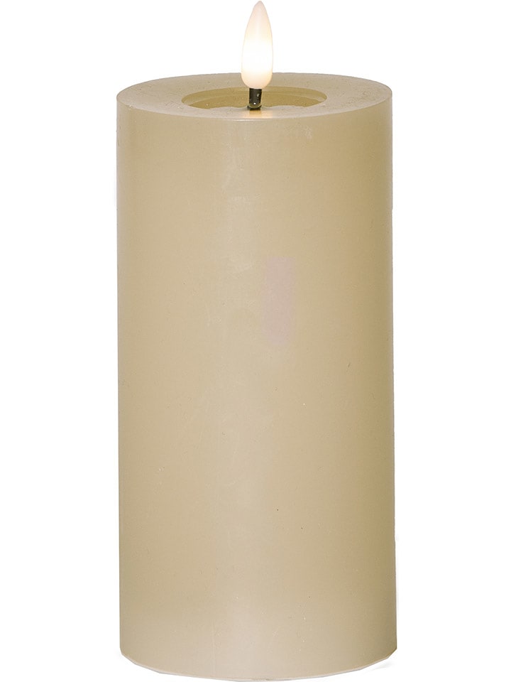 STAR Trading LED-Windlicht "Flamme Flow Pillar" in Beige - (H)17,5 x Ø 7,5 cm - onesize