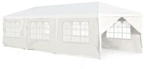 Costway 10 x 30 Feet Outdoor Canopy Tent with 6 Removable Sidewalls and 2 Doorways-White