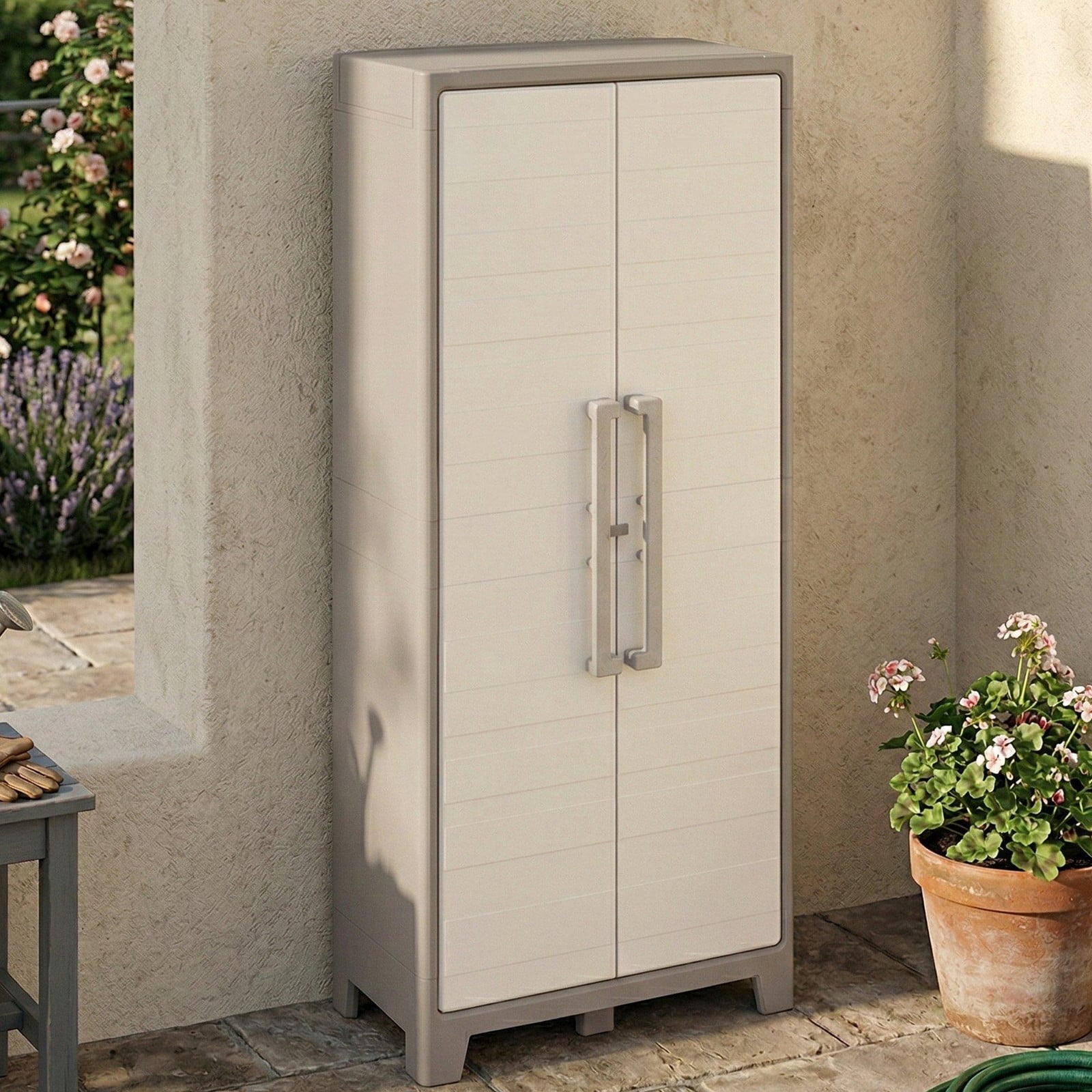 KIS Gulliver kunststofkast met deuren, beige, H 182 x B 80 x D 44 cm