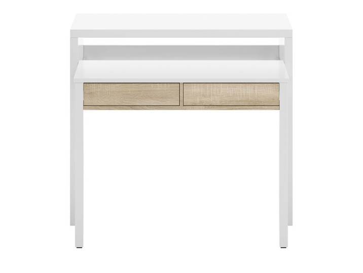 Console extensible coloris blanc et chêne - Dim : 88 x 99 x 36 cm