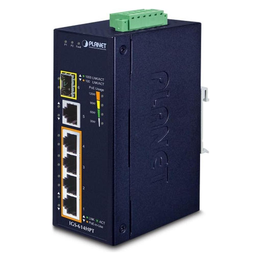 Planet IGS-614HPT Netzwerk-Switch Gigabit Ethernet (10/100/1000) Power over Ethernet (PoE) (5 Ports) (IGS-614HPT)
