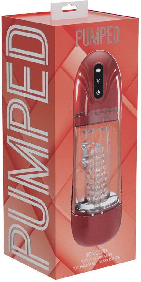 Pumped SonicPull - Suction and Vibration Masturbator Pump - Multimedia Enhanced - Metallic Red