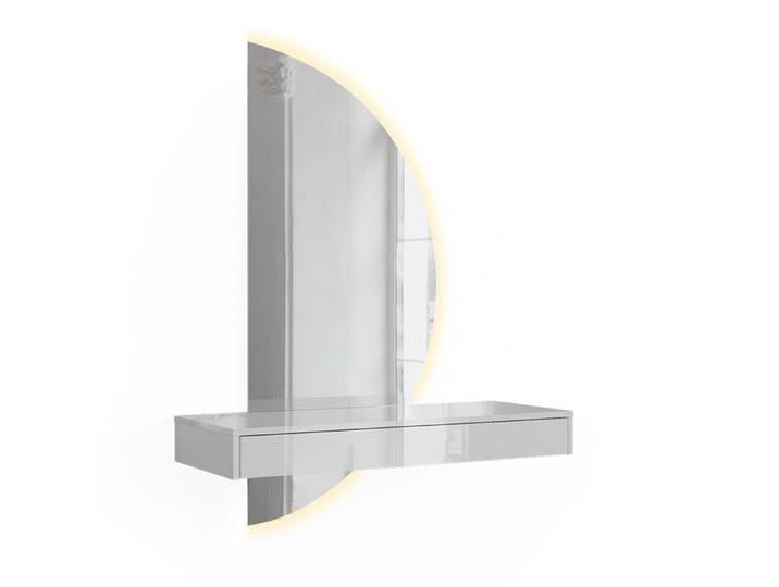 Coiffeuse Sherry 100cm avec miroir LED à droite Blanc Haute brillance Vicco 61308