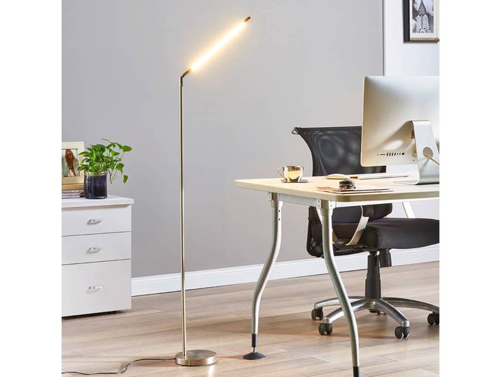 LED Stehlampe Jabbo Lindby, alu / grau / zink, für Arbeitszimmer / Büro, Metall, Modern, LED Stehlampe