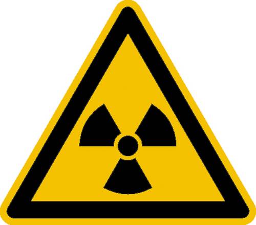 Warnschild Radioaktive Stoffe oder ionisierende Strahlung Folie selbstklebend 25mm ISO 7010 44St.