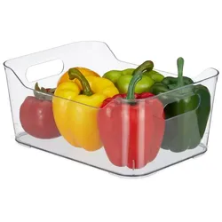 Relaxdays 2x Kühlschrank Organizer mit Griffen Transparent